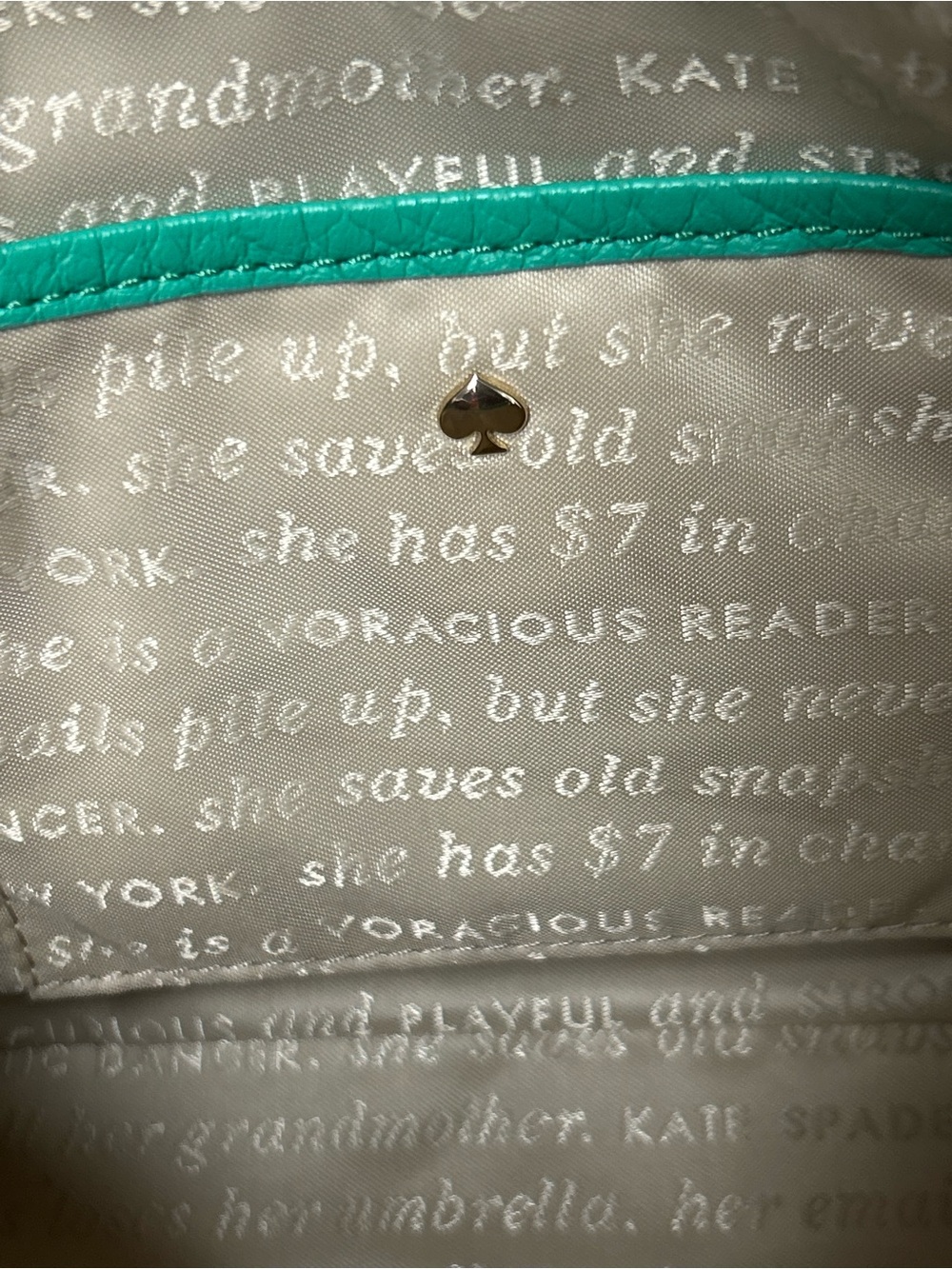 kate spade Storybook Lining Teal and Cream Stripe Crossbody Approx. 10 x 6.5 x 3 - Picture 12 of 17